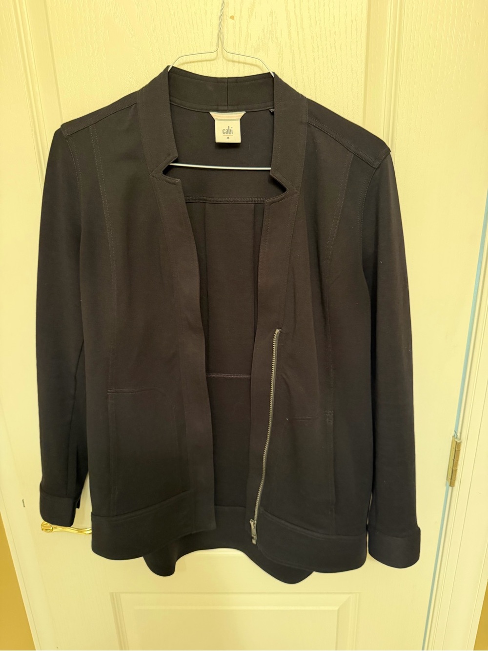 CAbi Black Zip-Front Ponte Jacket